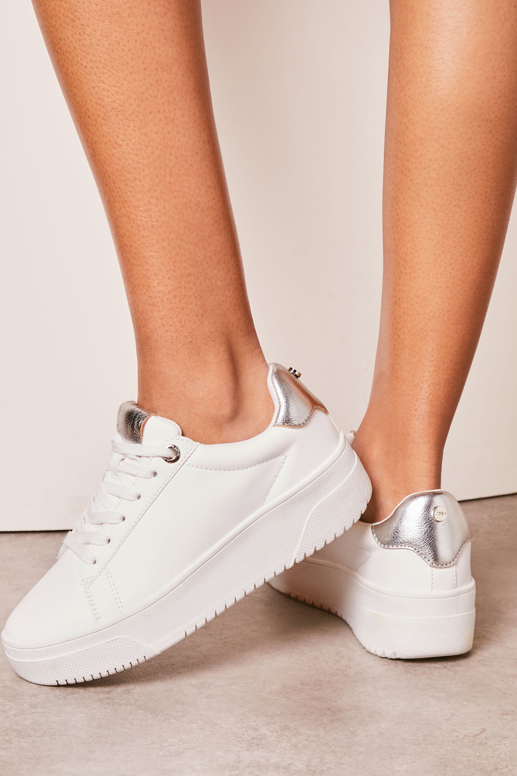 Buy Lipsy White Chunky Flatform Lace Up Trainer from Next Luxembourg
