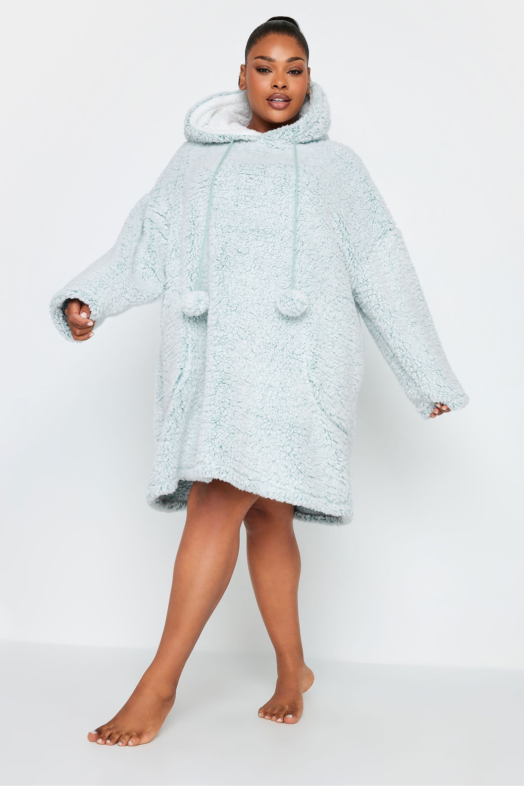 Buy Yours Curve Blue Frost Tipped Snuggle Hoodie from Next Luxembourg