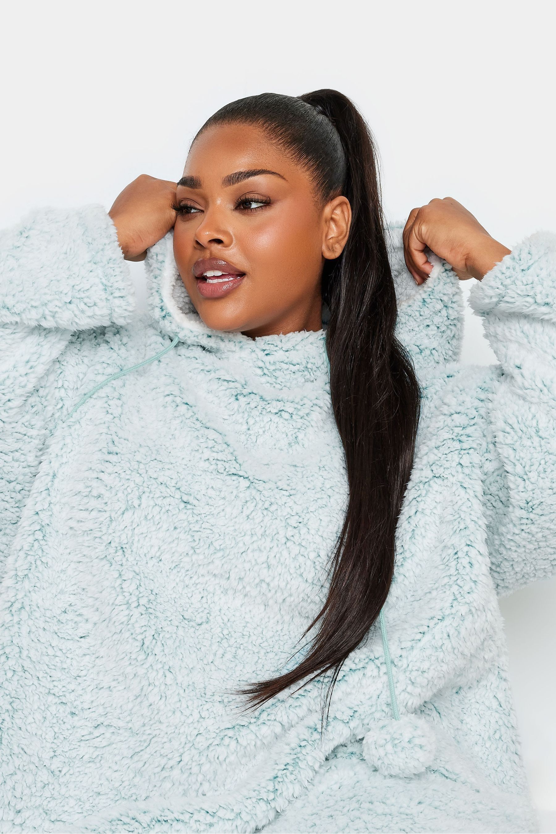Buy Yours Curve Blue Frost Tipped Snuggle Hoodie from Next Luxembourg