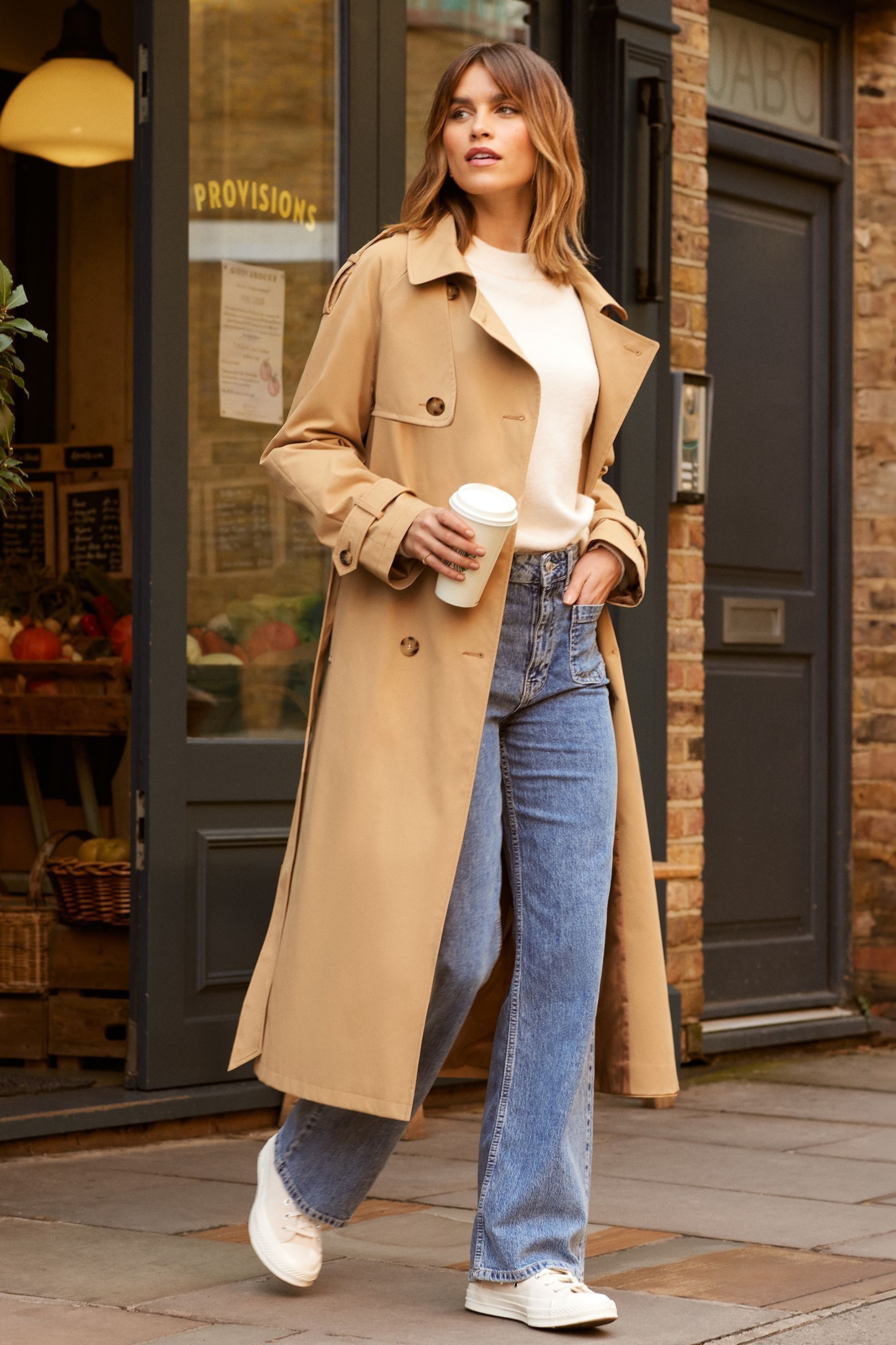Classic camel trench coat online