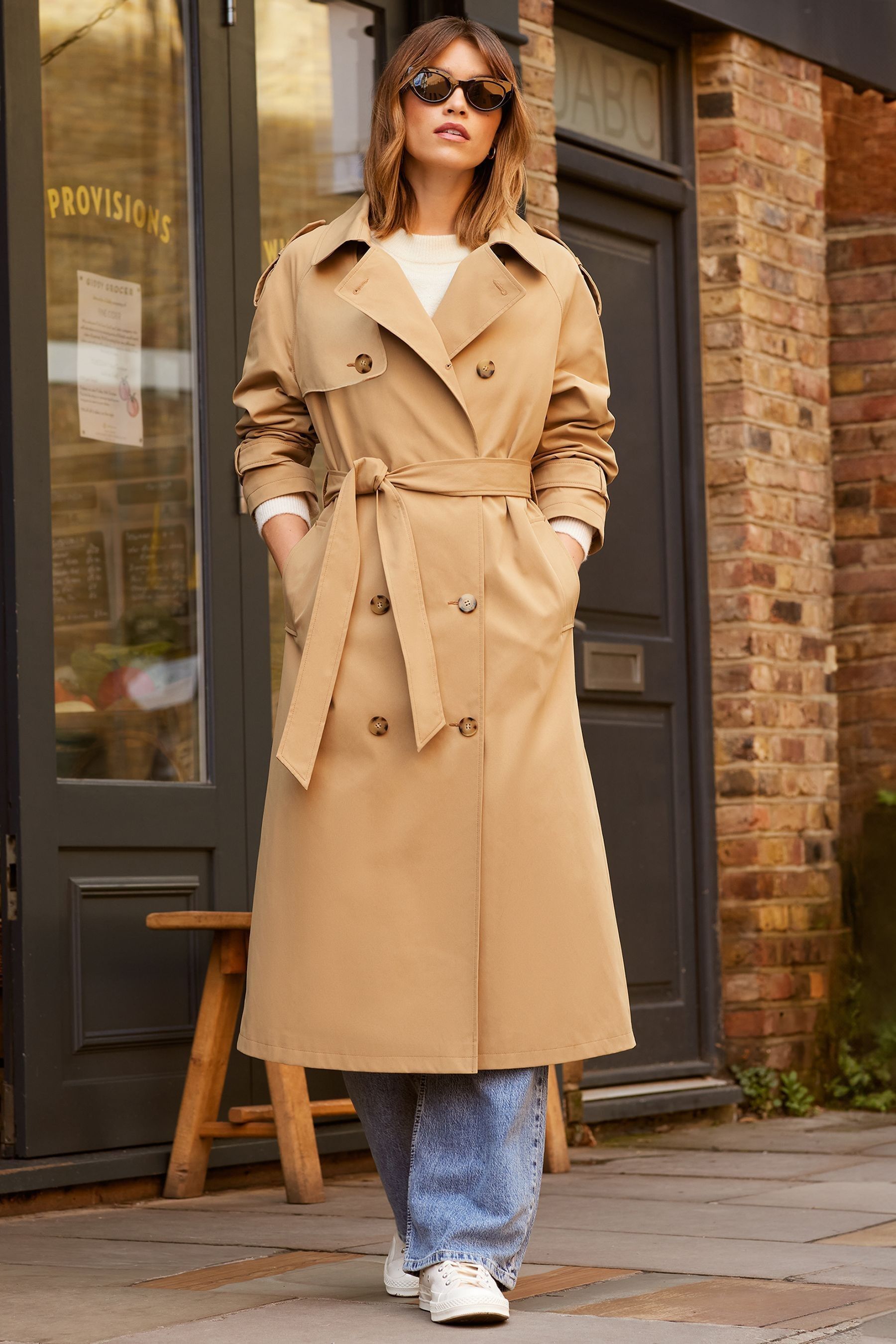 Camel longline coat online