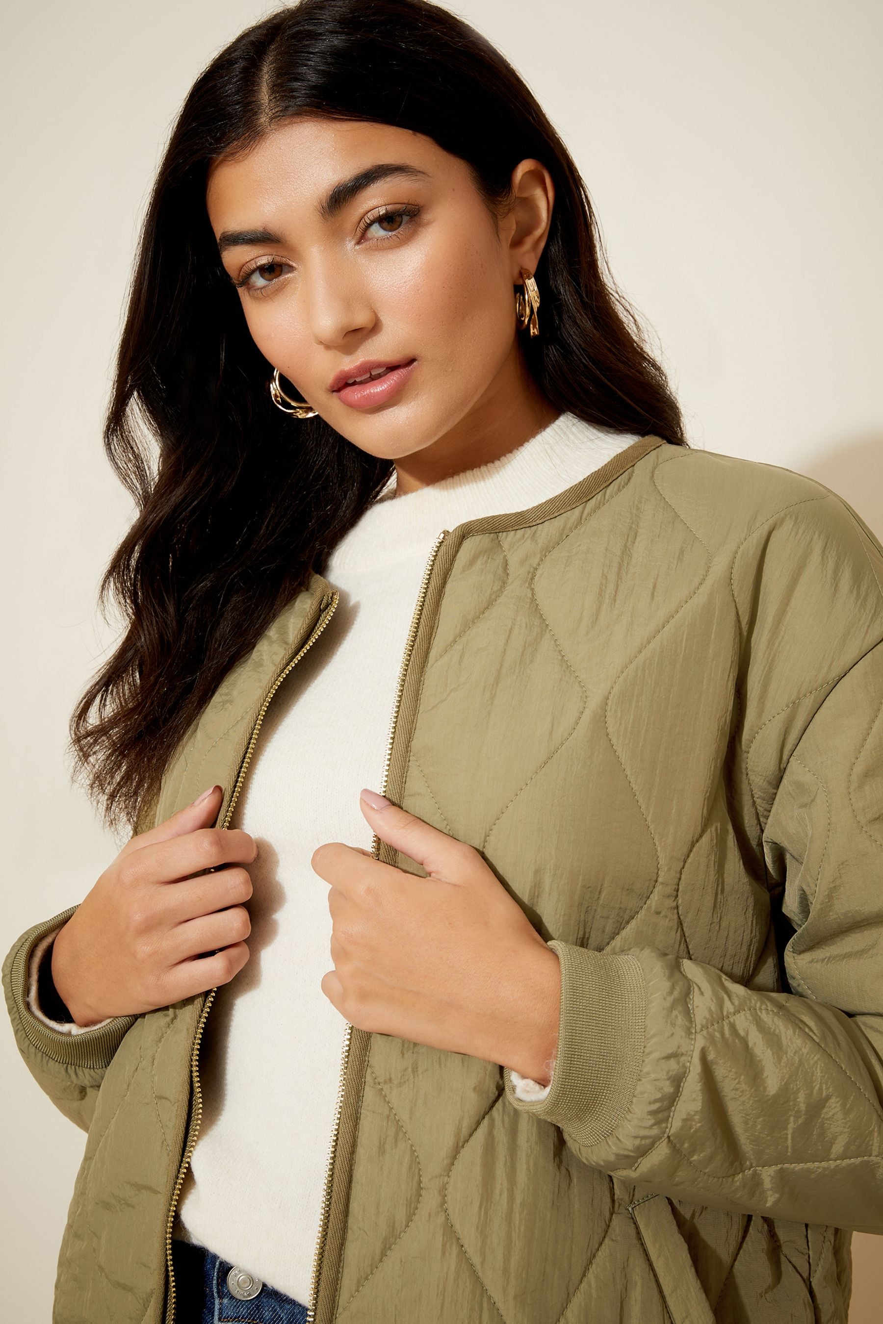 Buy Friends Like These Khaki Green Quilted Zip Up Jacket from Next Ireland