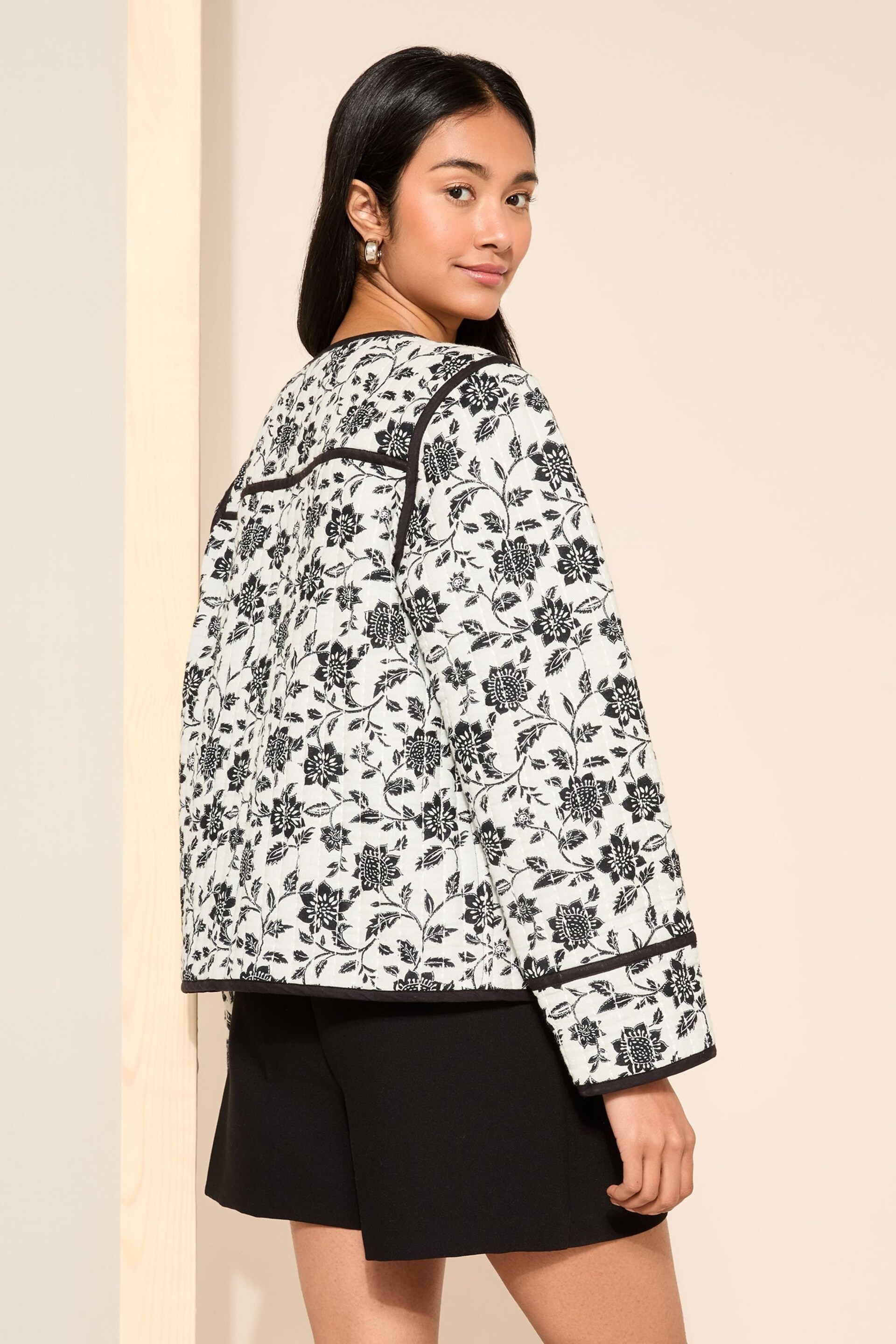 Friends Like These Black/White Printed Quilted Jacket - Image 4 of 4