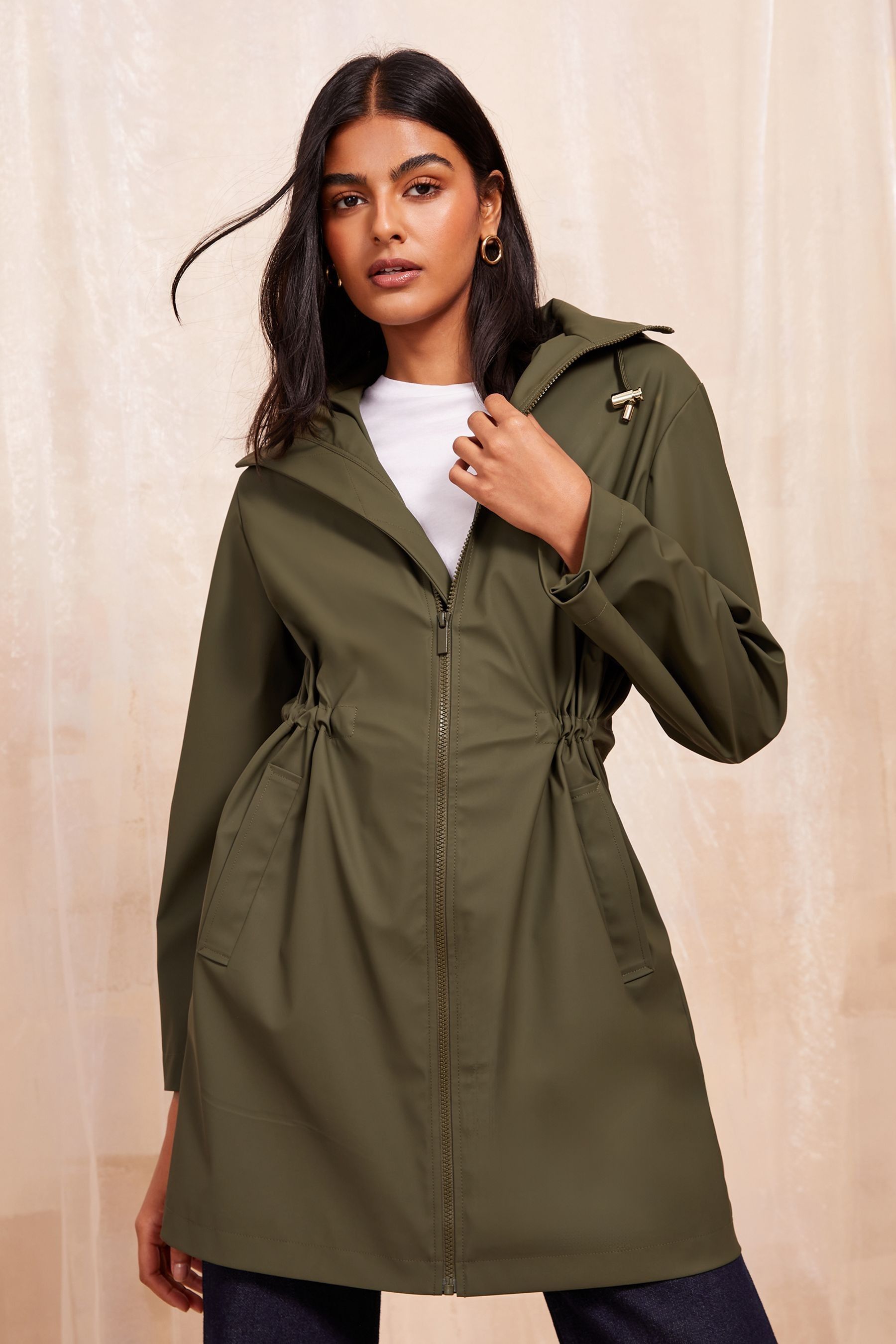Buy Friends Like These Khaki Green Hooded Rain Jacket from the Next UK online shop