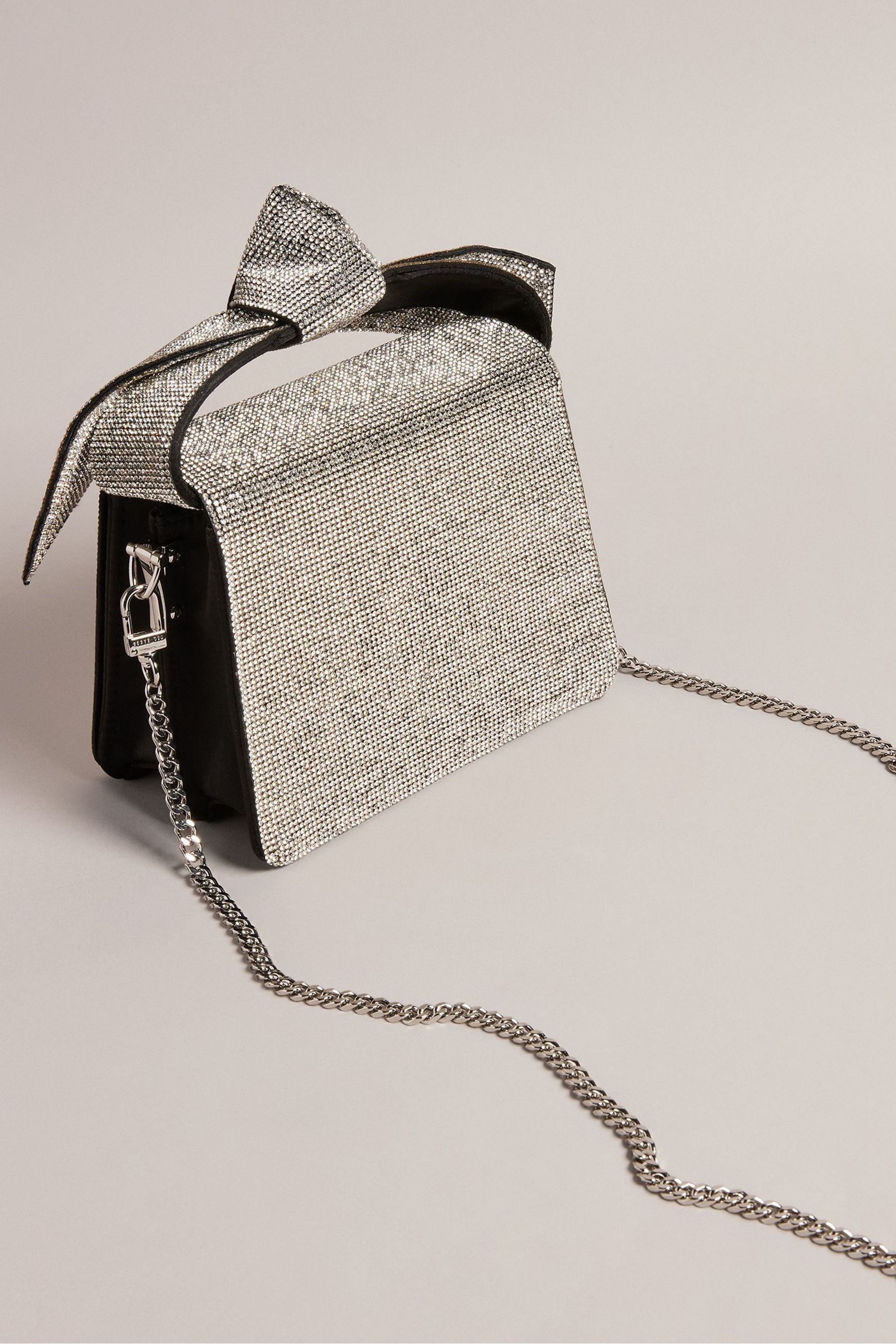 Ted Baker Silver Nialisa Soft Knot Crystal Cross Body Bag