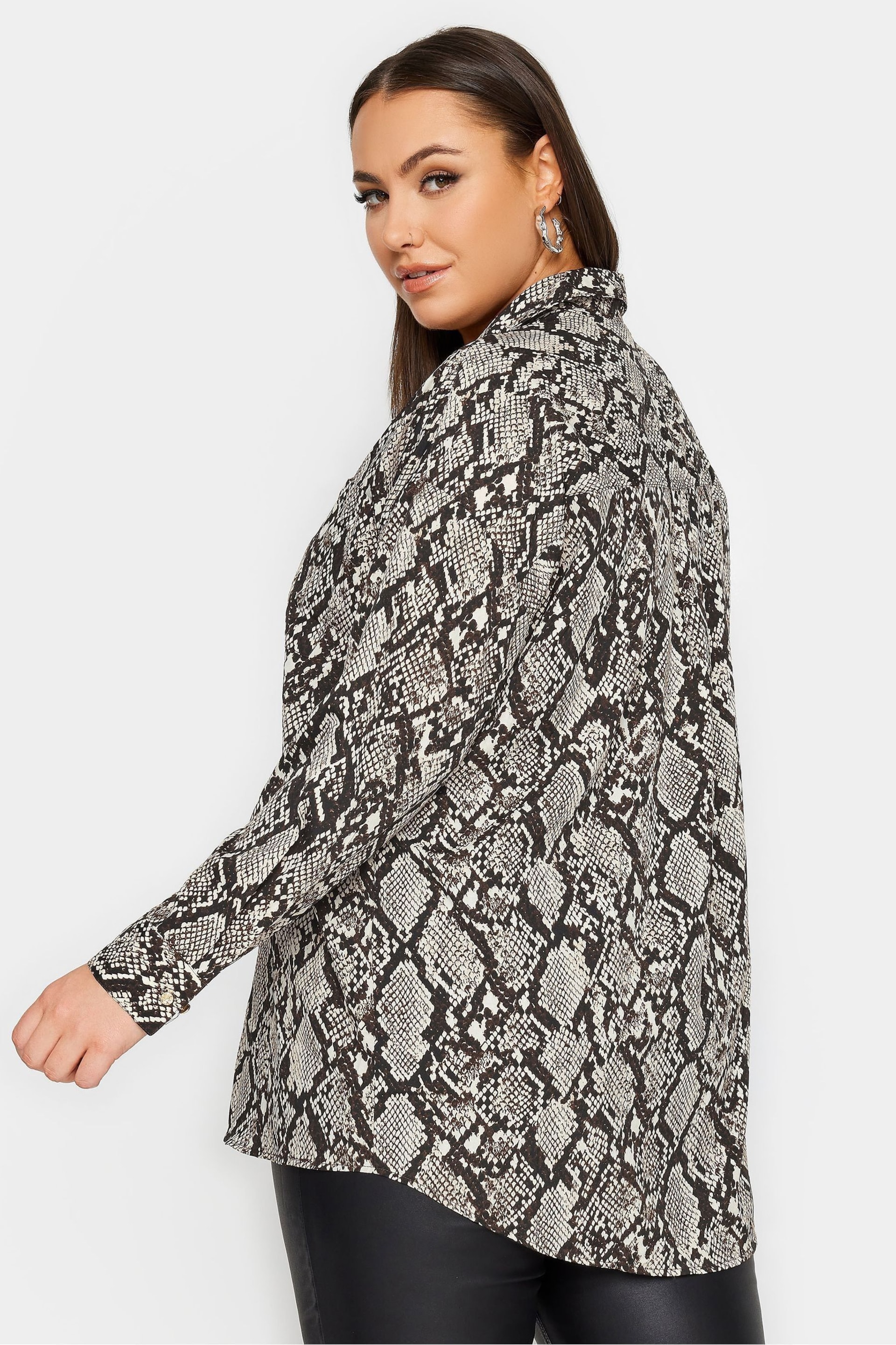 Yours Curve Grey Snake Shirt - Image 2 of 4