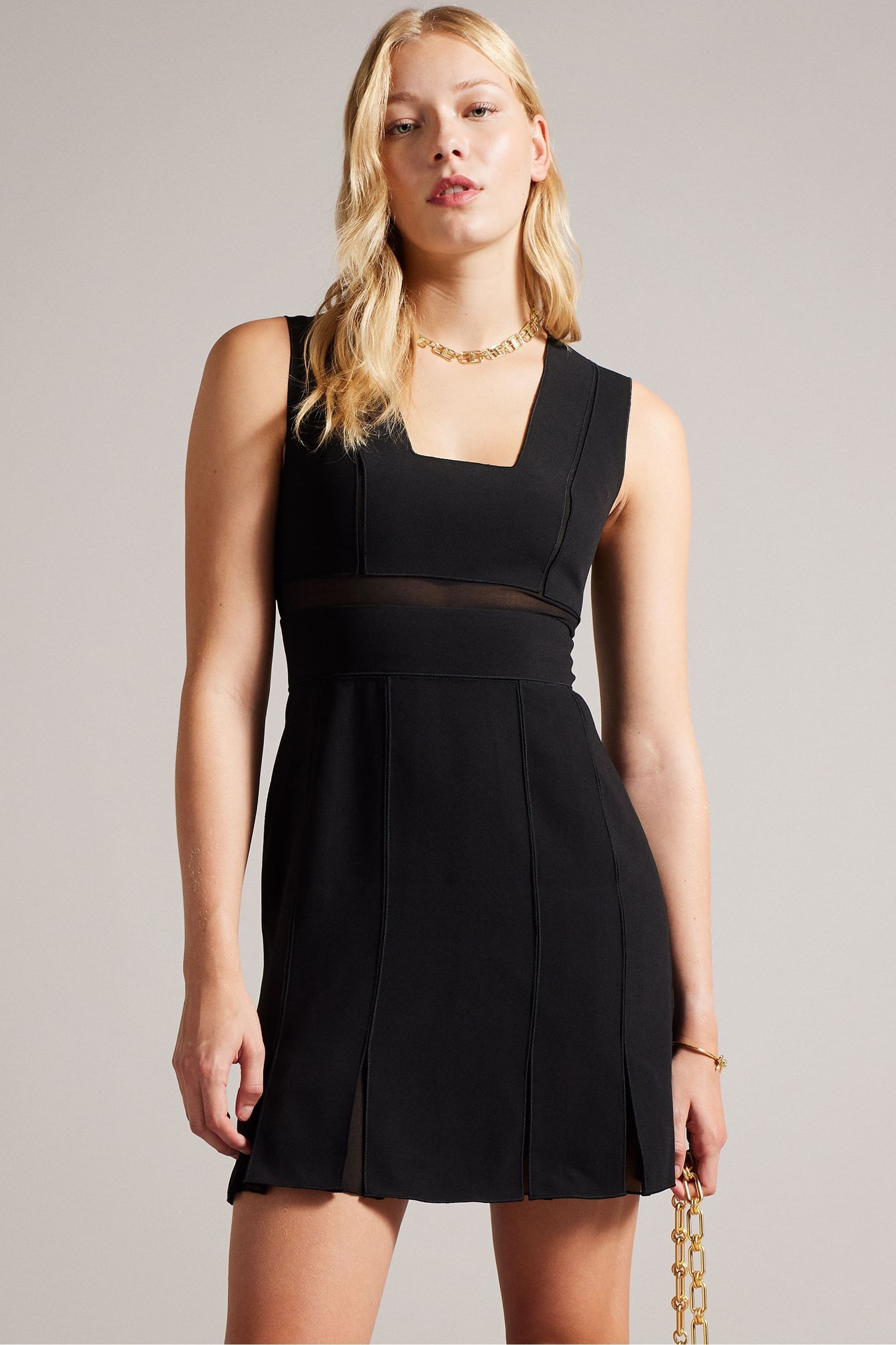 Buy Ted Baker Black Mini Ellinia Shift Dress With Panelling from Next Luxembourg