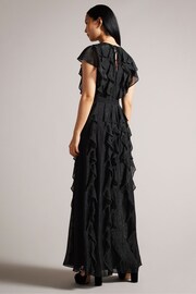 Ted Baker Black Hazzie Ruffle Maxi Dress With Metal Ball Trim - Image 2 of 5