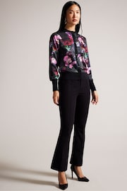Ted Baker Black Abbalee Printed Woven Front Cardigan - Image 3 of 6