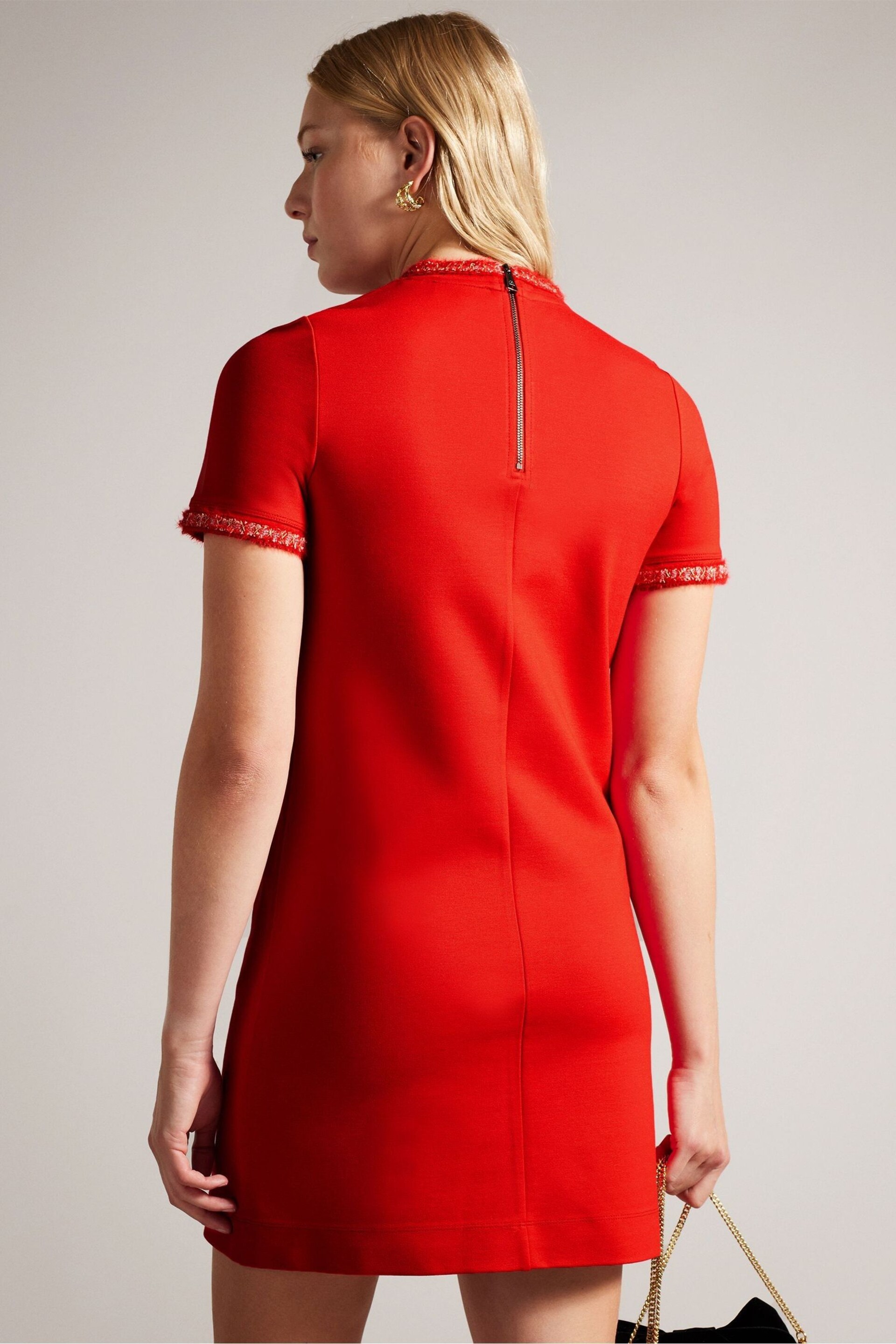 Ted Baker Red Rozlia Ponte Shift Dress - Image 2 of 6
