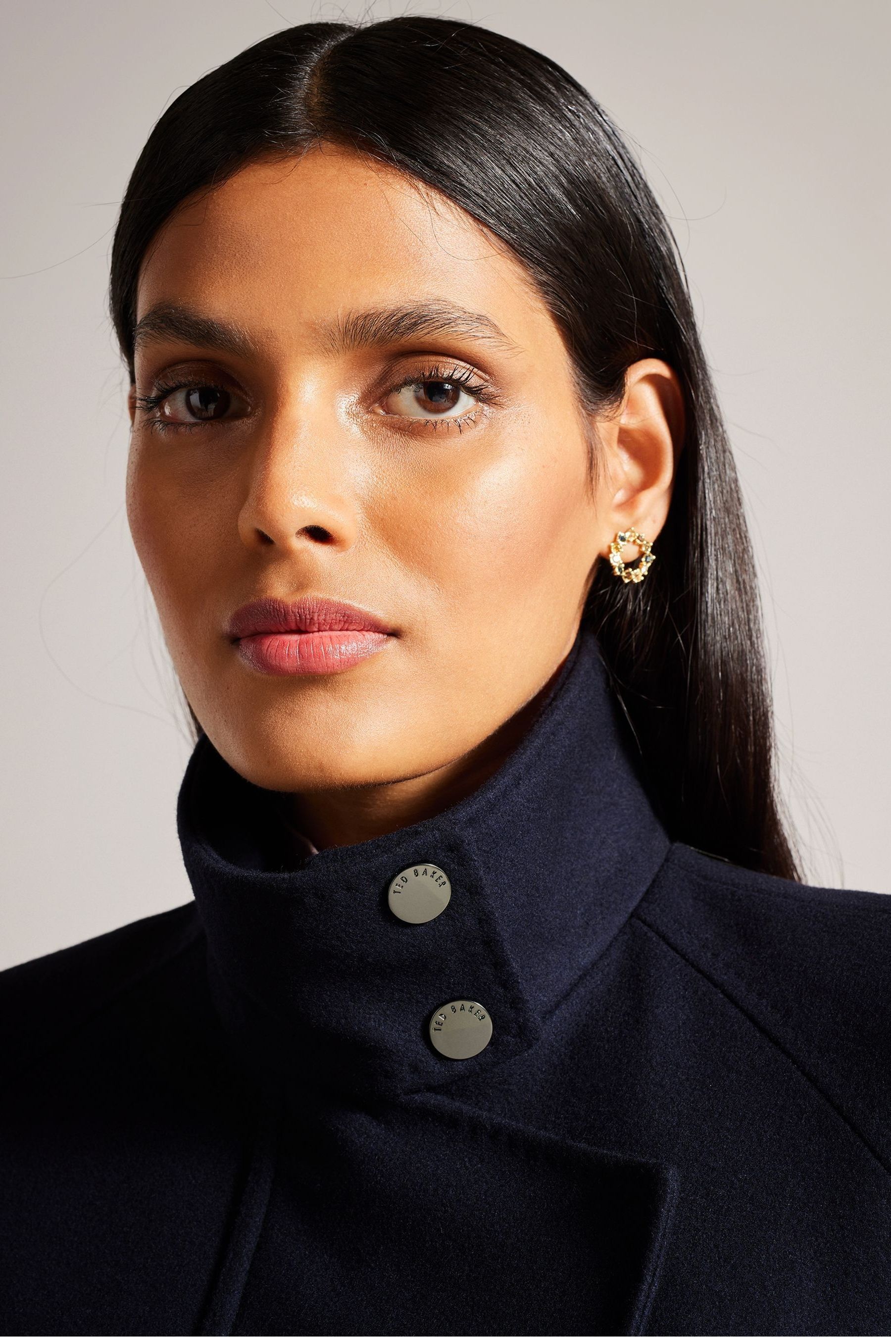 Buy Ted Baker Blue Icombi Funnel Neck Coat from Next Luxembourg
