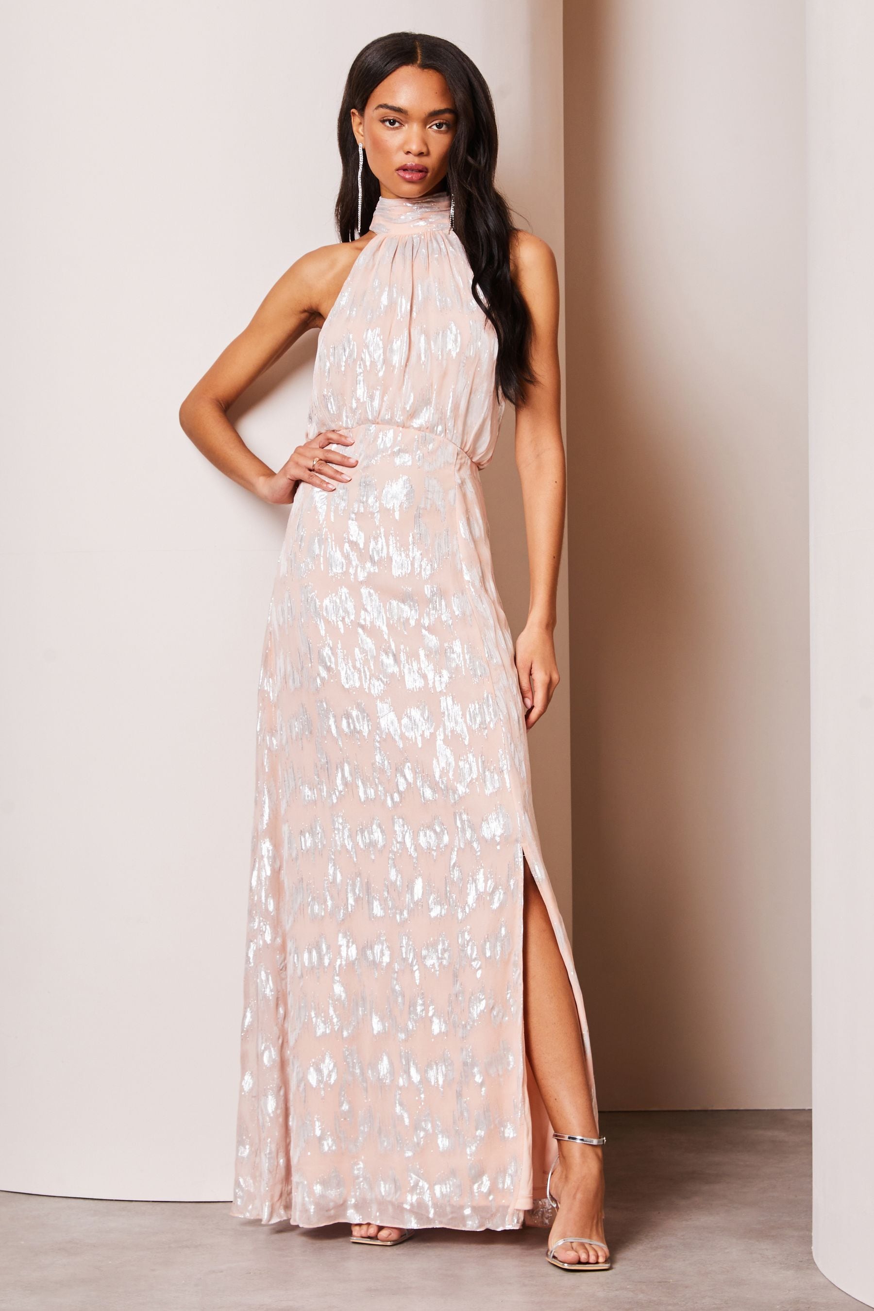 Lipsy halter column maxi dress cheap