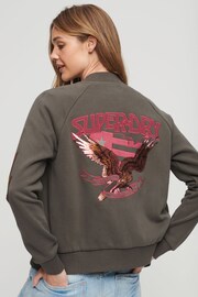 Superdry Grey 70s Lo-Fi Band Jersey Bomber Jacket - Image 2 of 4