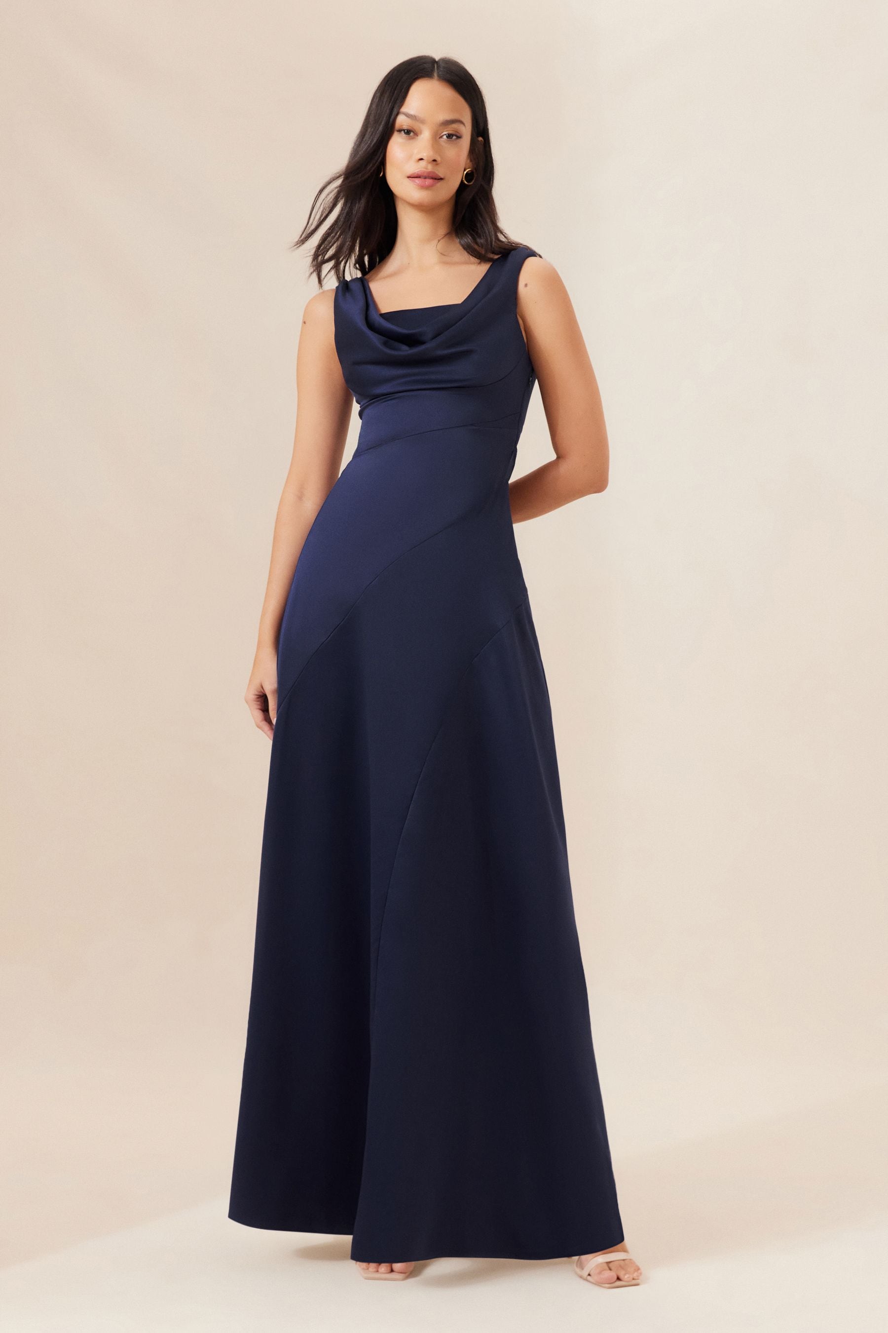 Lipsy navy cowl neck dress clearance