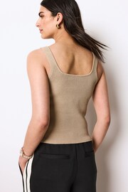 Neutral Brown Linen Square Neck Vest - Image 3 of 6