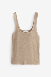 Neutral Brown Linen Square Neck Vest - Image 5 of 6