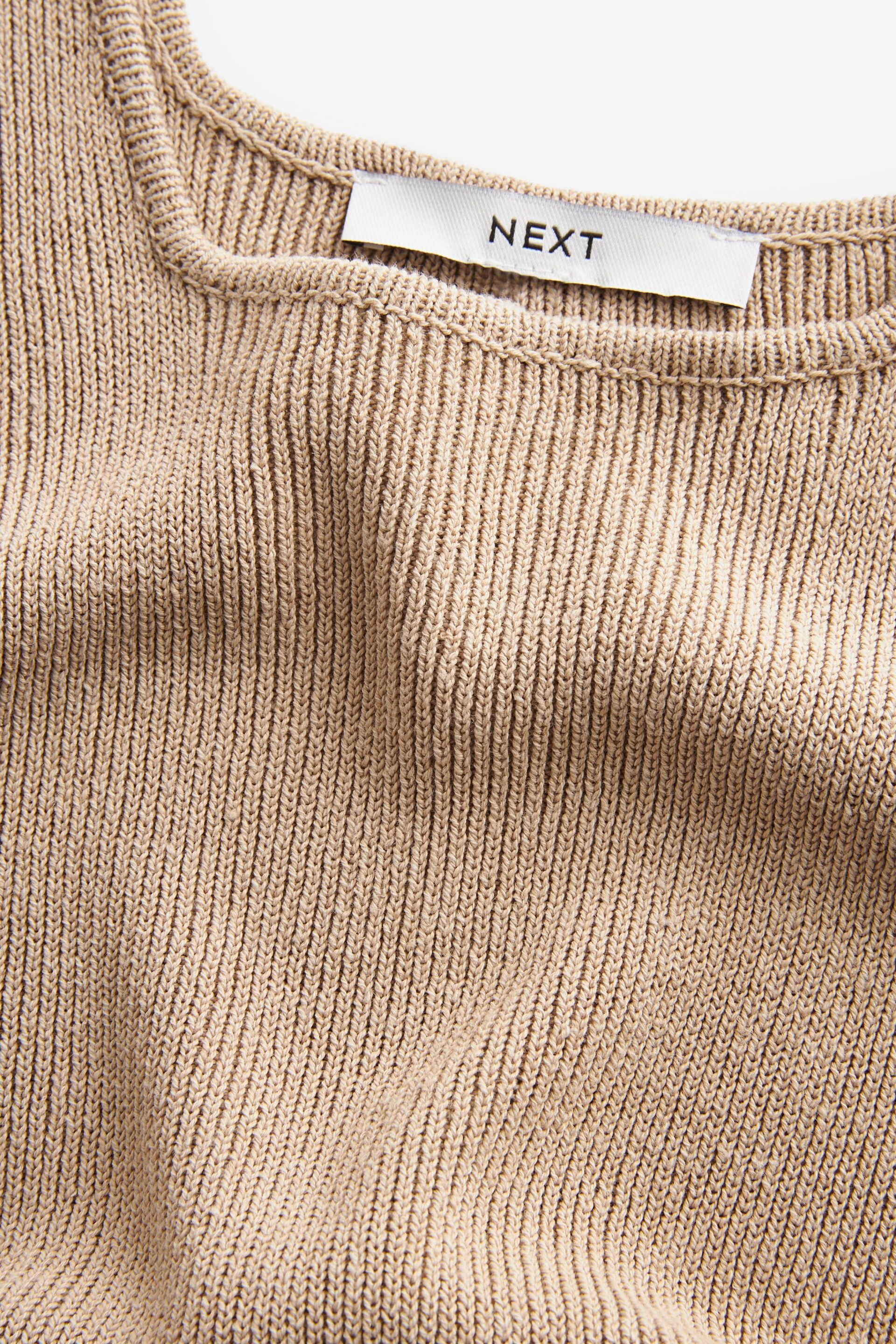 Neutral Brown Linen Square Neck Vest - Image 6 of 6