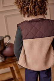 Joules Eddington Natural & Brown Colourblock Fleece Gilet - Image 2 of 8