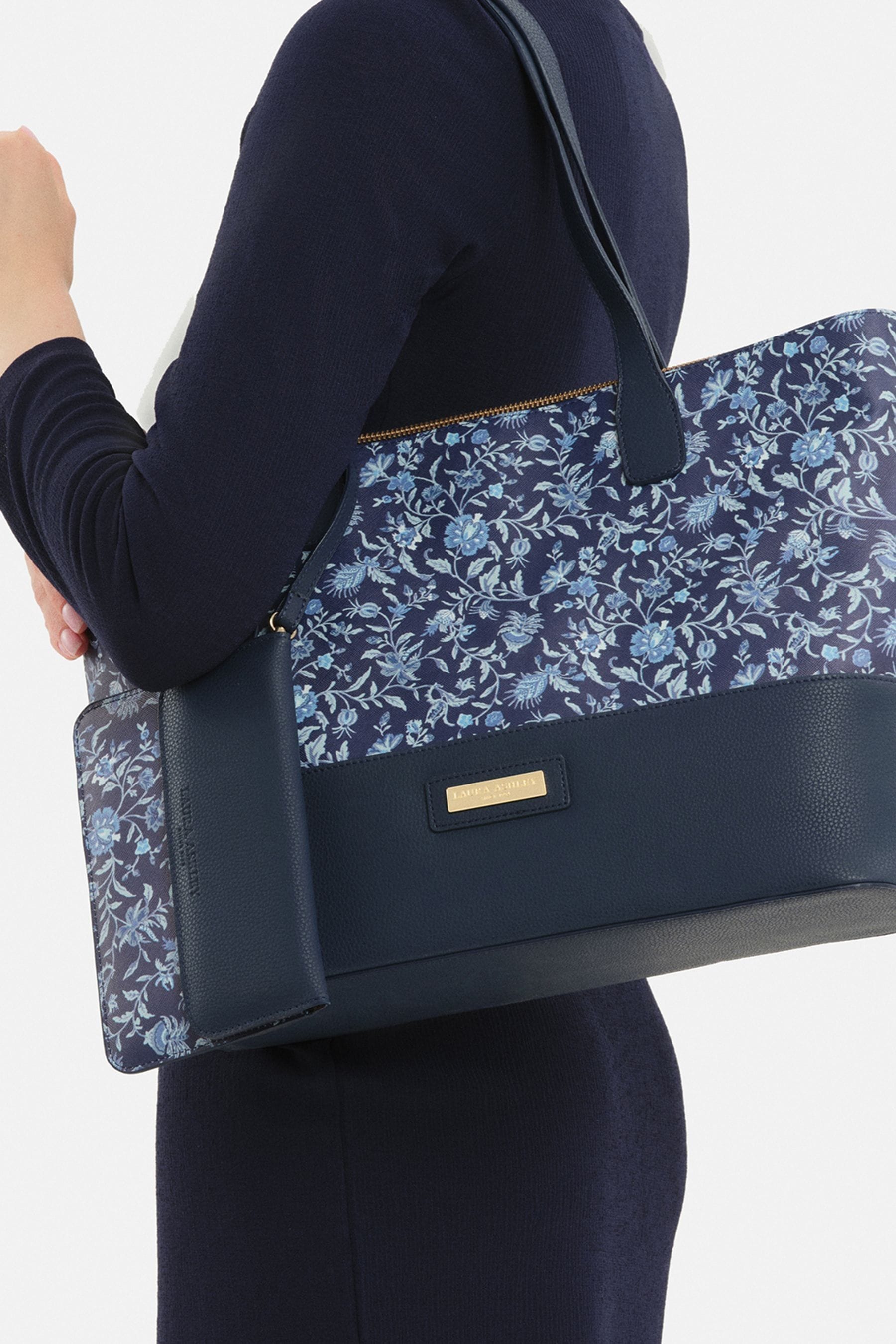 Buy Laura Ashley Blue Medium Floral Bicolor Tote Bag from Next Luxembourg