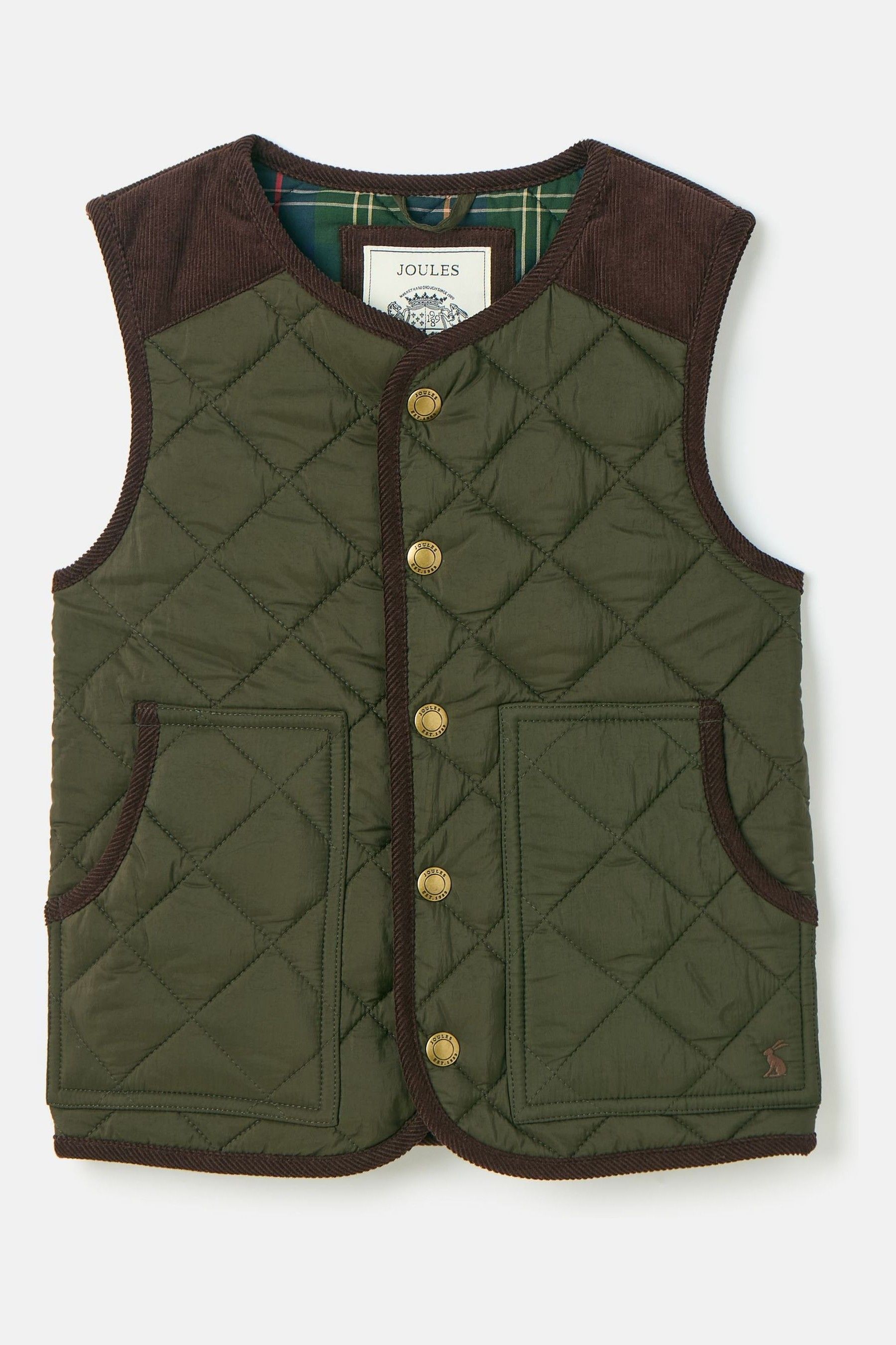 Buy Joules Kids Gibson Khaki Green Quilted Gilet from Next USA
