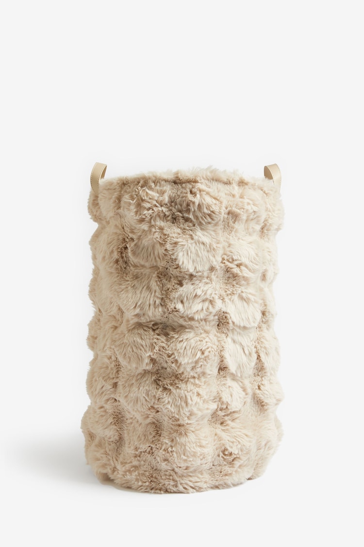 Natural Cosy Faux Fur Laundry Bag - Image 1 of 1