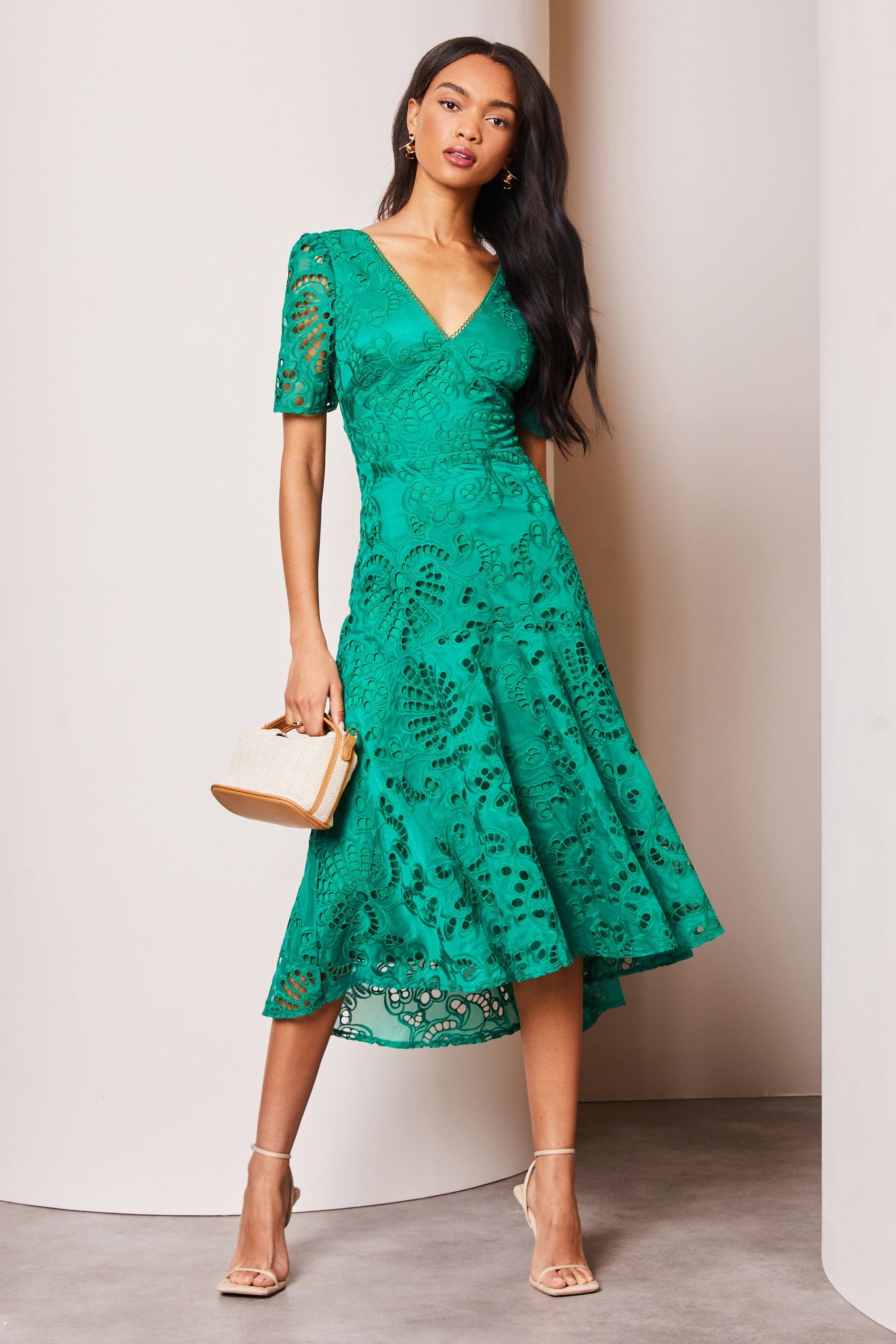 Lipsy green lace dress discount