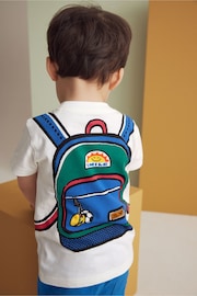 White Short Sleeve Printed BackPack T-Shirt (3mths-7yrs) - Image 1 of 8