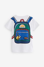 White Short Sleeve Printed BackPack T-Shirt (3mths-7yrs) - Image 6 of 8