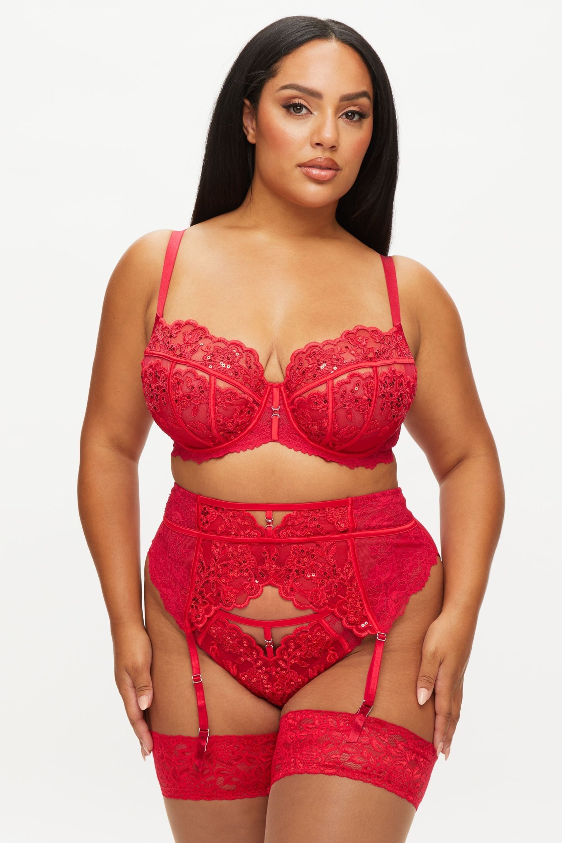 Ann Summers Red The Icon Sequin Non Pad Fuller Bust Balcony Bra - Image 1 of 5