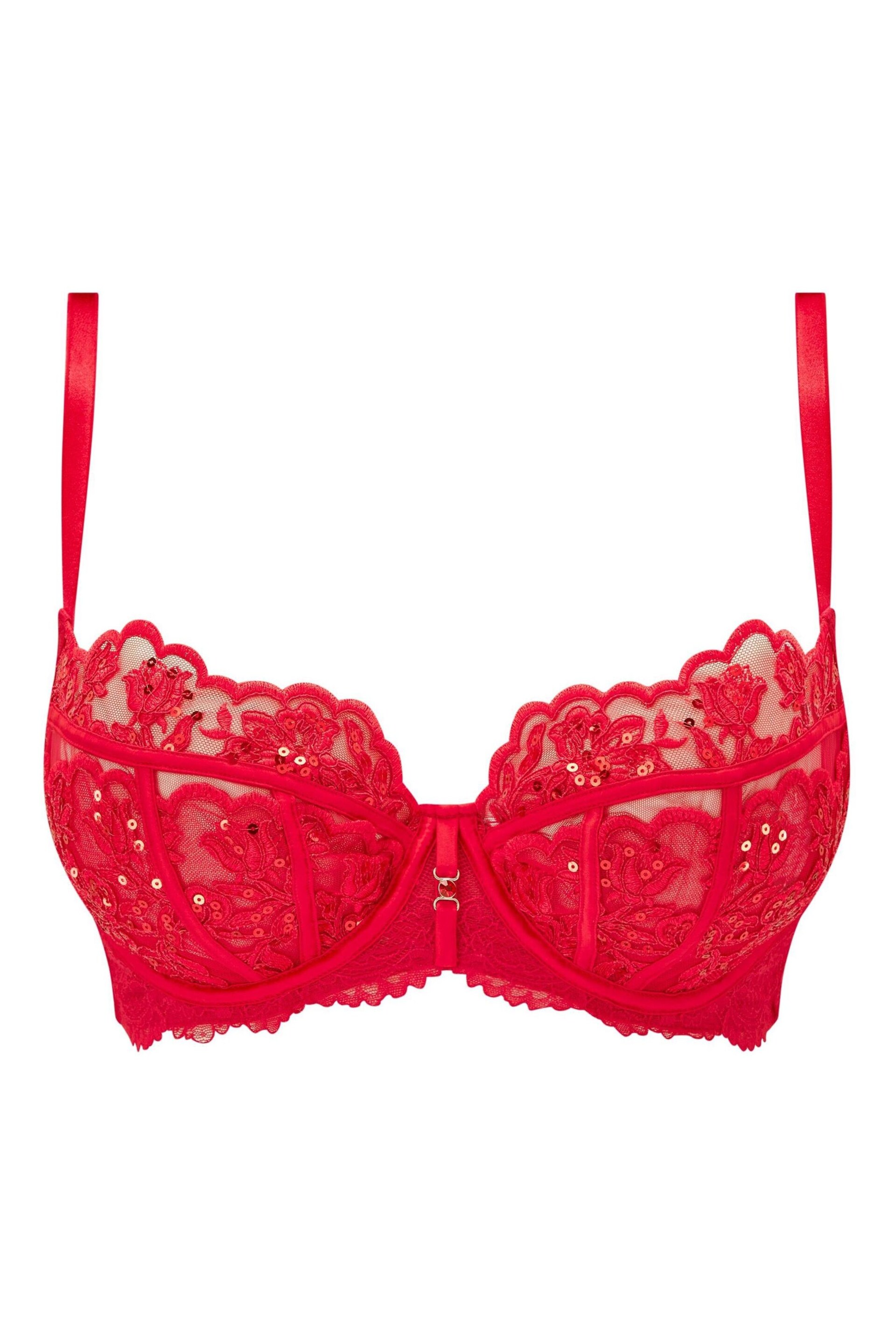 Ann Summers Red The Icon Sequin Non Pad Fuller Bust Balcony Bra - Image 5 of 5