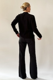 Religion Black Long Sleeve Tie Front Double Layer Top In Cupro - Image 4 of 6