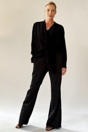 Religion Black Long Sleeve Tie Front Double Layer Top In Cupro - Image 5 of 6