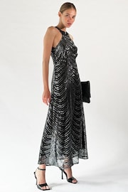 Religion Silver Halterneck Beaded Sequin Midi Maxi Dress - Image 1 of 6