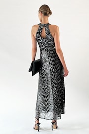 Religion Silver Halterneck Beaded Sequin Midi Maxi Dress - Image 4 of 6