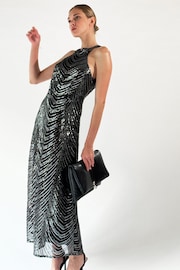 Religion Silver Halterneck Beaded Sequin Midi Maxi Dress - Image 6 of 6