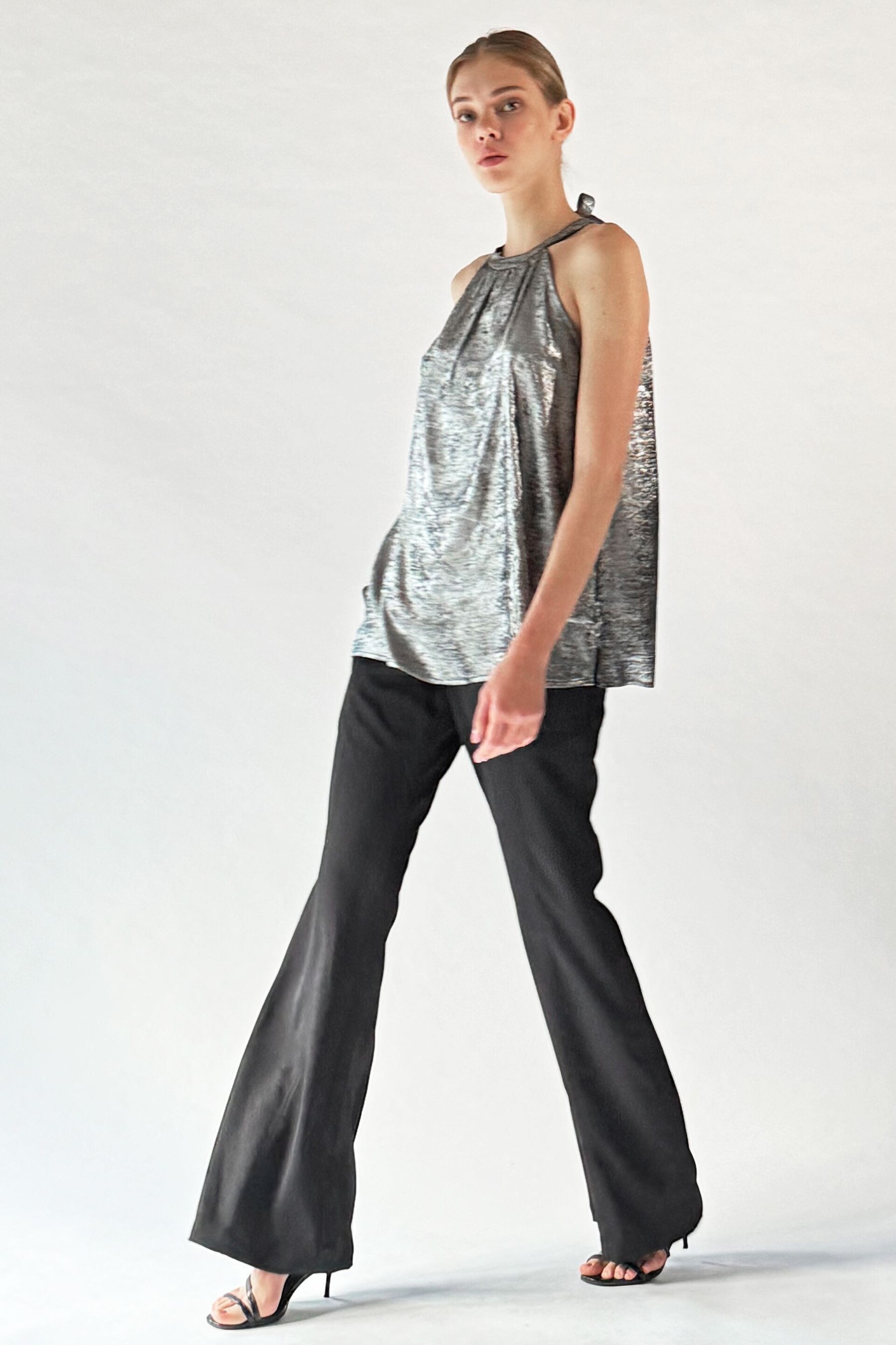 Religion Silver Metallic Prime Halterneck Top With Tie Back Detail - Image 6 of 6