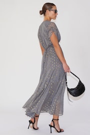 Religion Grey Wrap Maxi Dress With Full Skirt In Grey Dot On Grey - Image 3 of 6