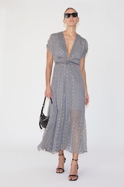 Religion Grey Wrap Maxi Dress With Full Skirt In Grey Dot On Grey - Image 5 of 6