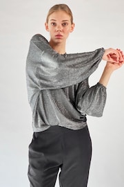 Religion Silver Off The Shoulder Karla Top In Slinky Metallic Jersey - Image 6 of 6