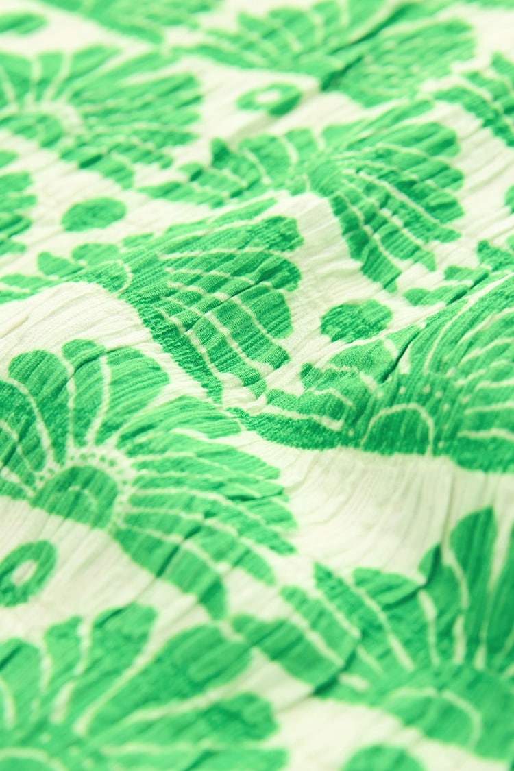 Green Print Short Sleeve Textured T-Shirt - Image 6 of 6