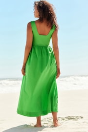 Green Square Neck Maxi Summer Jersey Dress - Image 2 of 6