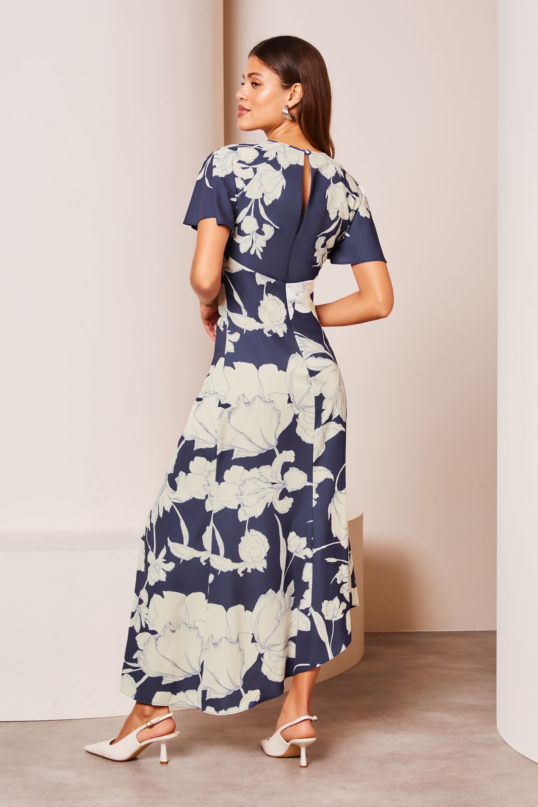 Lipsy wrap front high neck midi dress in floral print discount