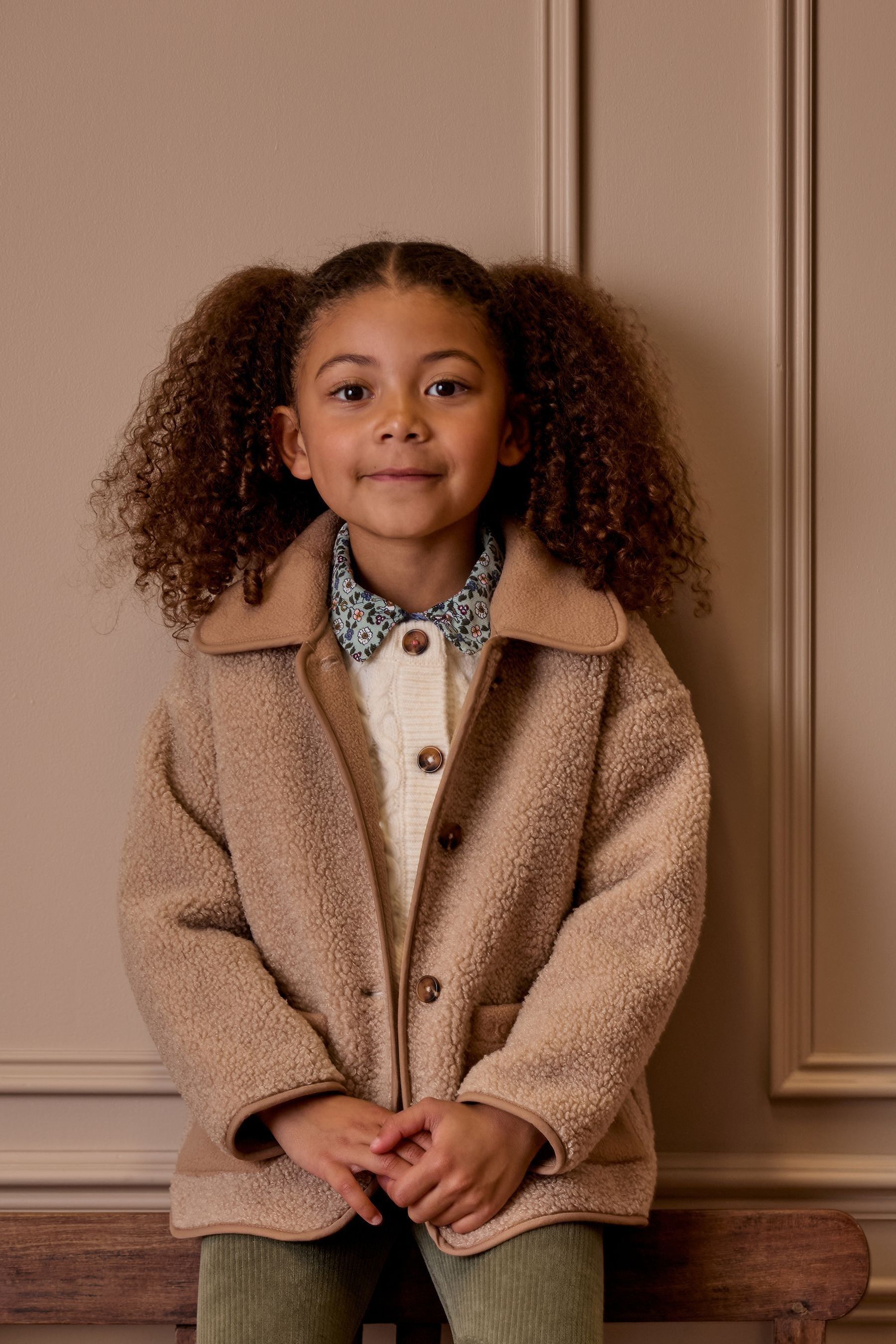 Joules Kids Sadie Natural Borg Fleece Jacket