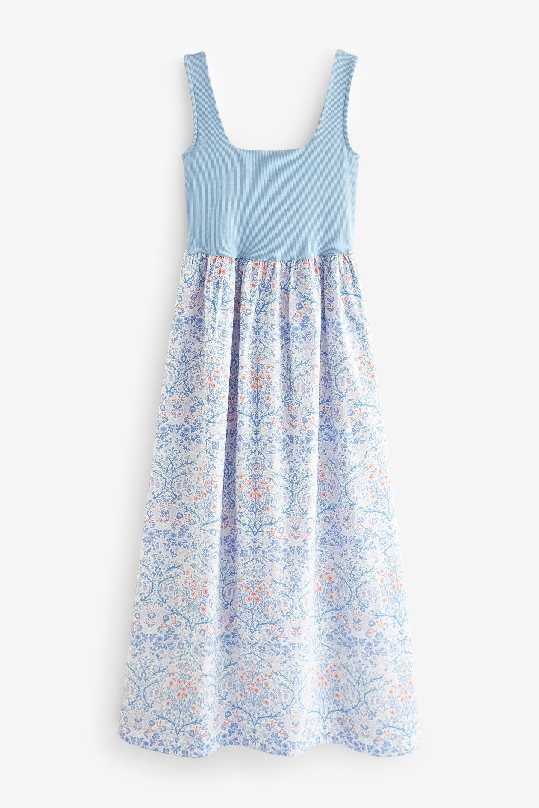 Buy Morris Co Blue White 100 Cotton Square Neck Maxi Summer Jersey Dress from the Next UK online shop