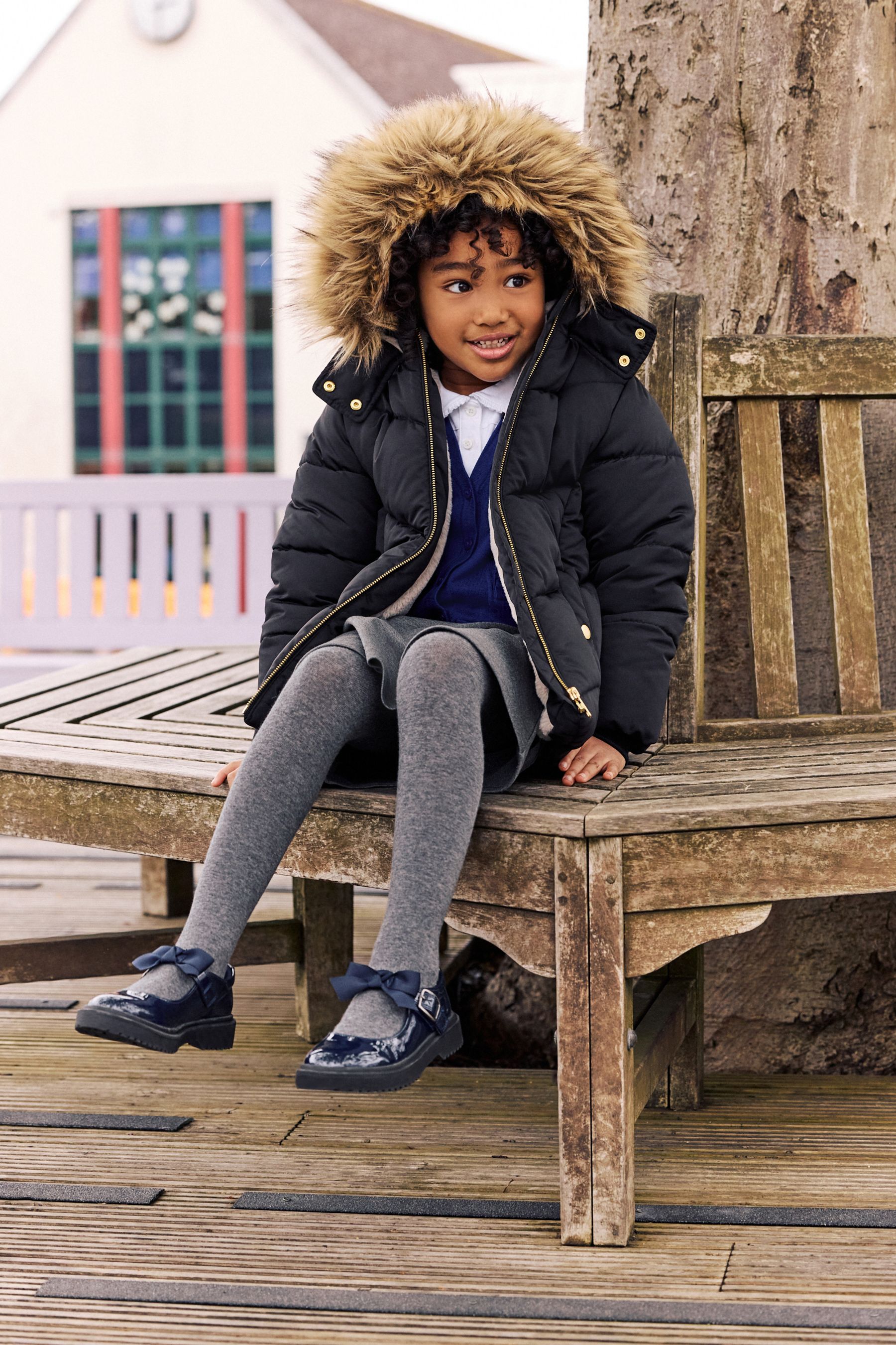 Fur trim padded coat hotsell