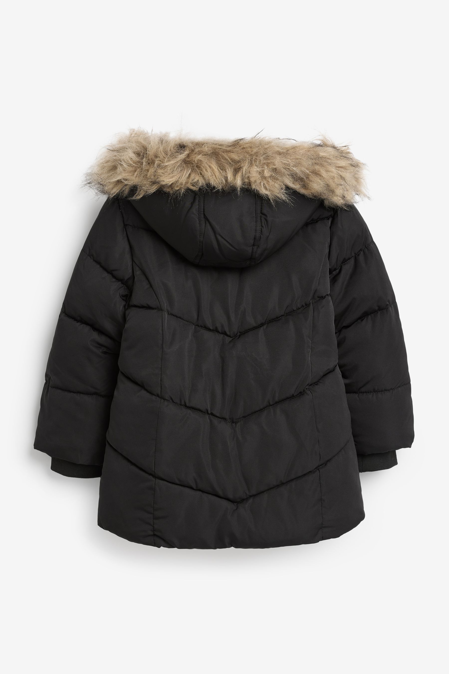 Buy Black Shower Resistant Faux Fur Trim Padded Coat 3 16yrs from the Next UK online shop