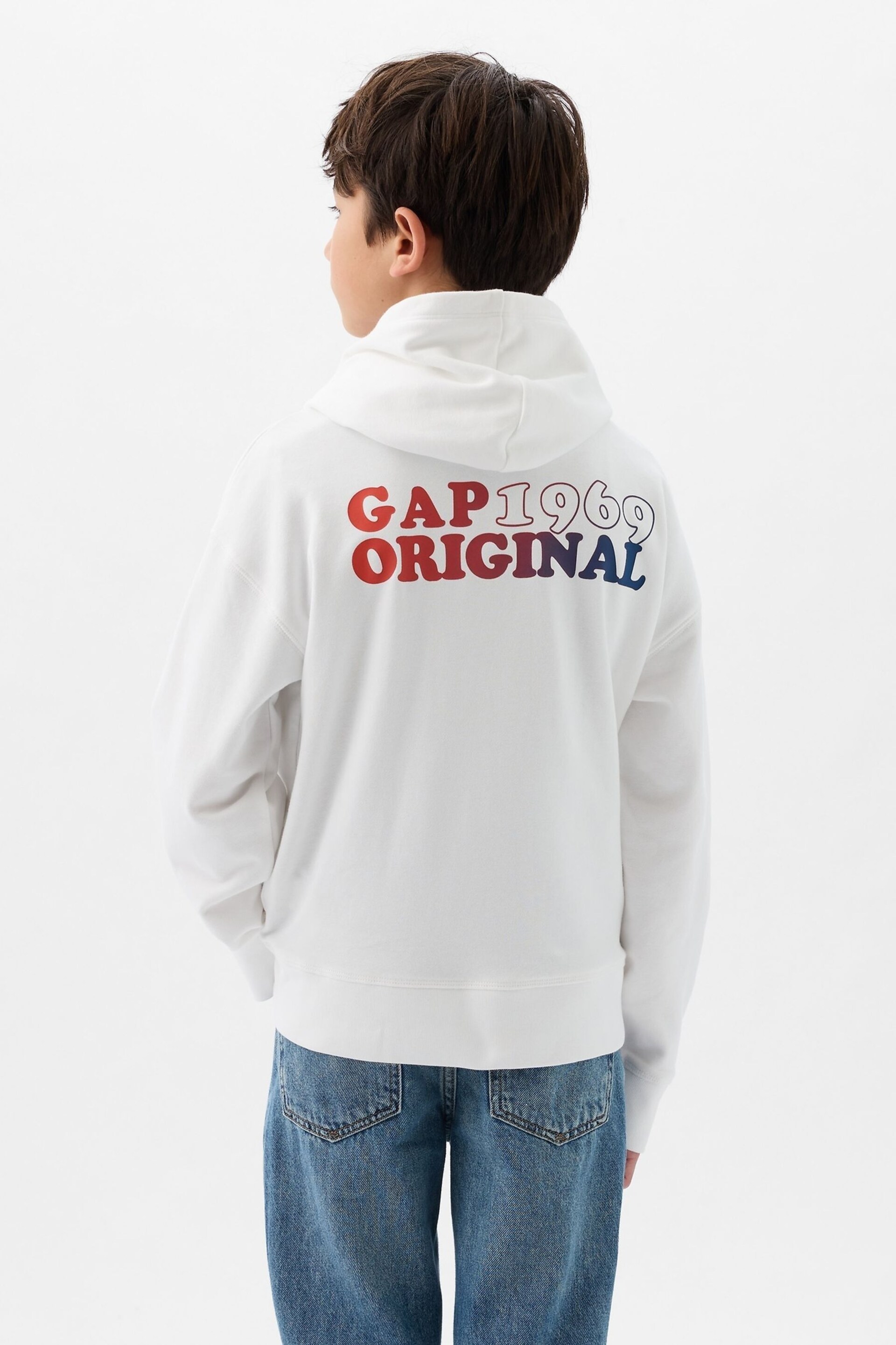 Gap White 1969 Logo Hoodie (4-13yrs) - Image 2 of 4