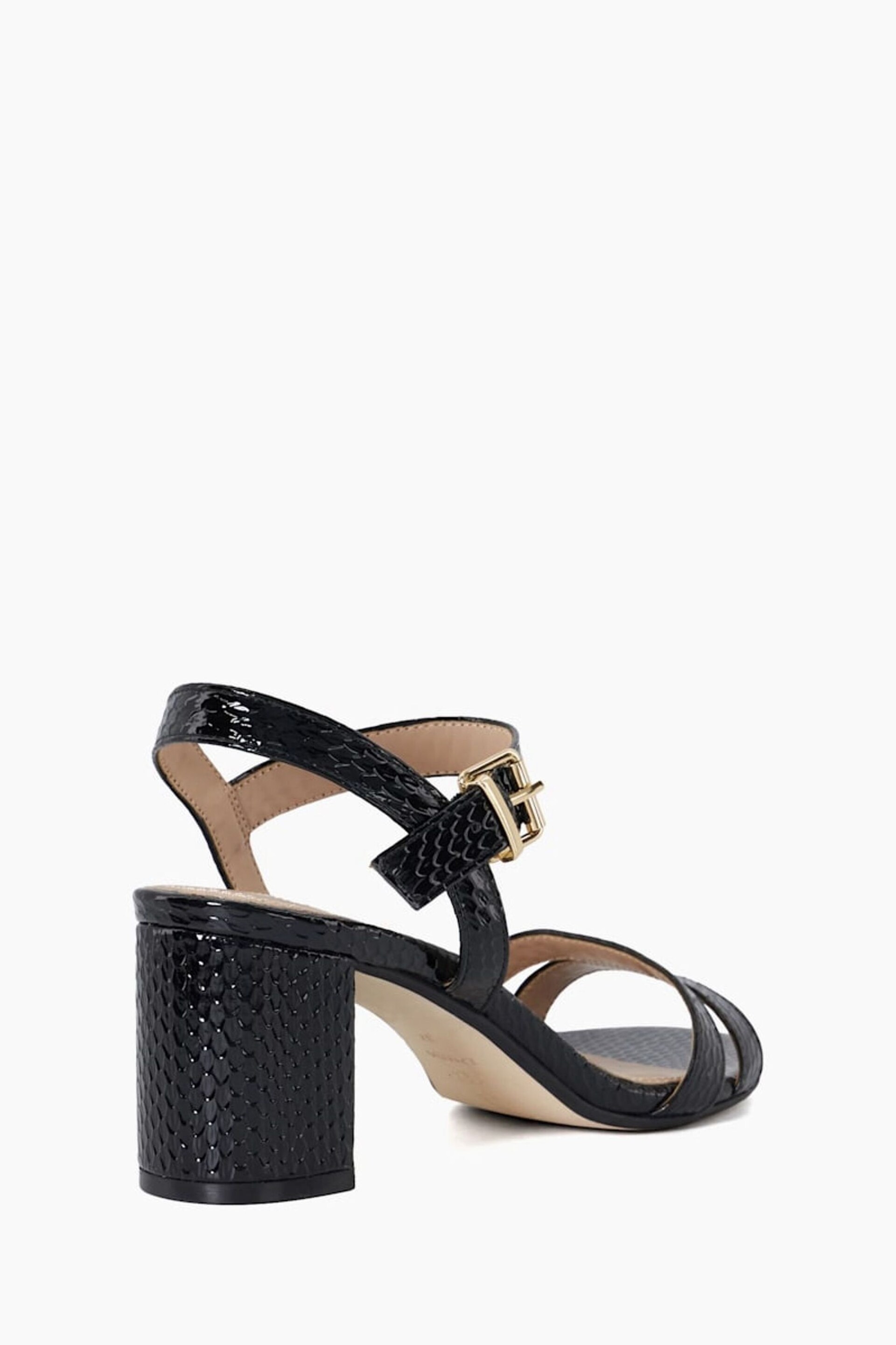 Dune London Black Chrome Merisa 2 Part Block Heel Sandals - Image 4 of 5