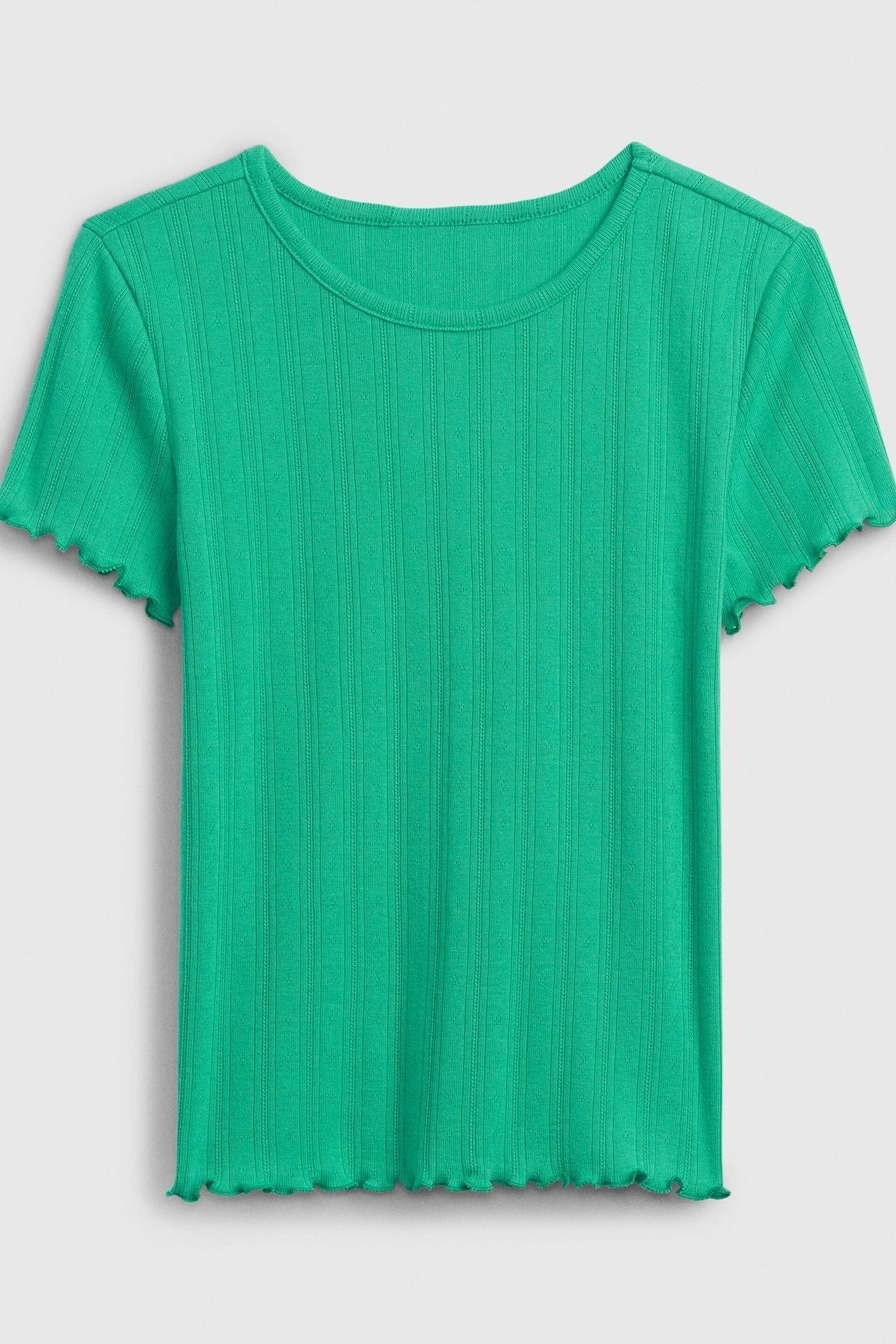 Gap Green Pointelle Lettuce Short Sleeve Crew Neck T-Shirt (4-13yrs) - Image 1 of 1