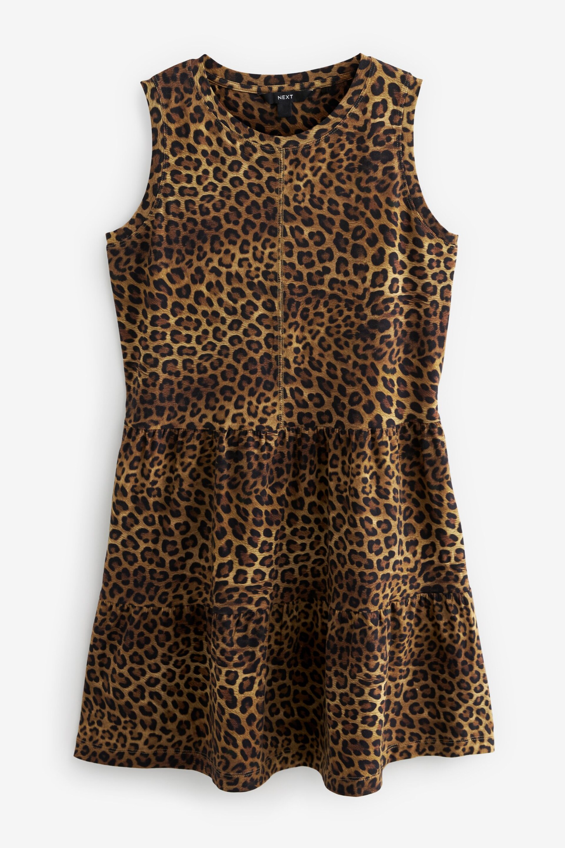 Leopard Sleeveless Tiered Mini Summer Jersey Dresses - Image 5 of 6
